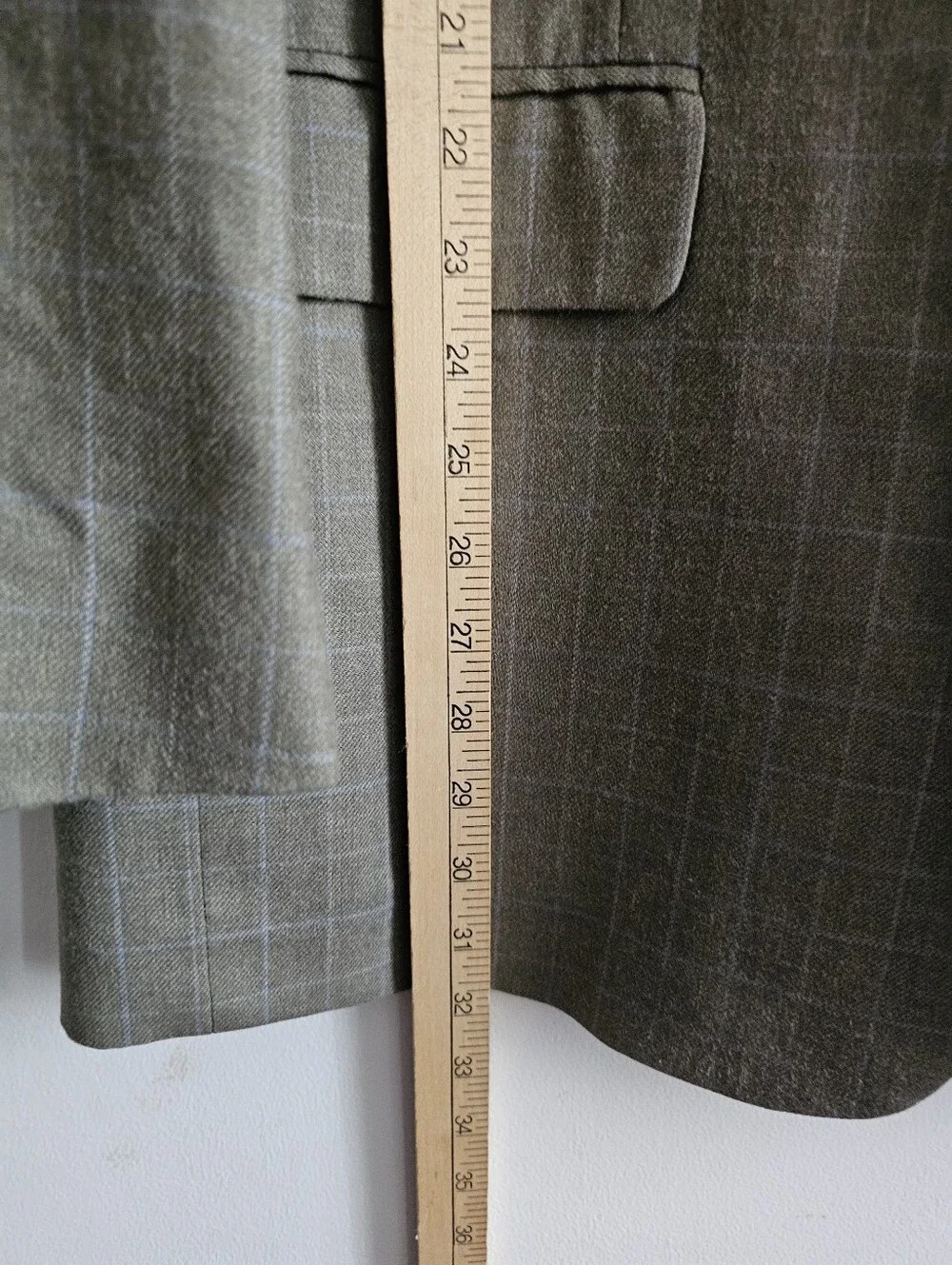 Haspel Olive Green Windowpane Silk Wool Sport Coat Blazer Men's 42L